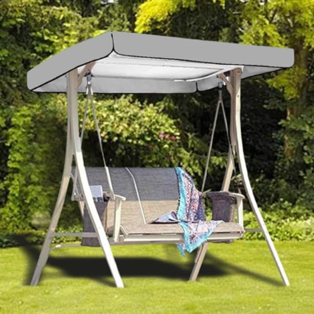 Baldacchino di Ricambio per Dondolo da Giardino，Impermeabile Tettuccio Parasole per Dondolo Hollywood 191x120cm 190x132cm Tetto del Dondolo da Giardino(Gray,191x120cm/75.1x47.2in)