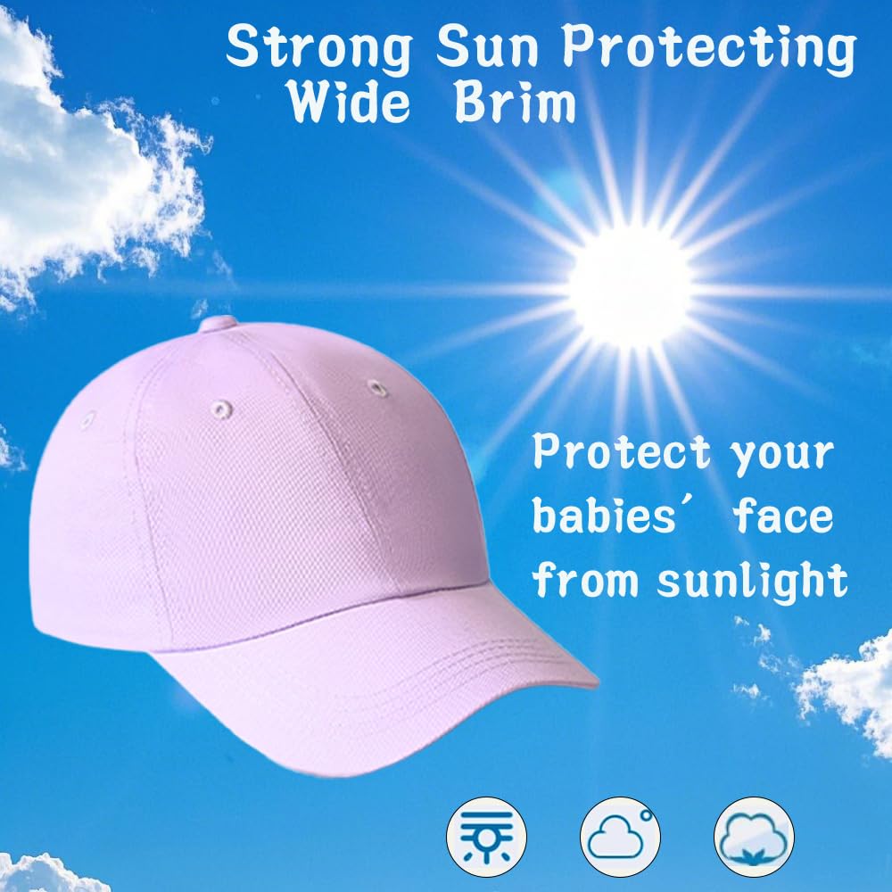 Kids Baseball Cap Adjustable Cotton Golf Cap Children's Sun hat Suitable for Boys and Girls 3-10 Years Blue-White