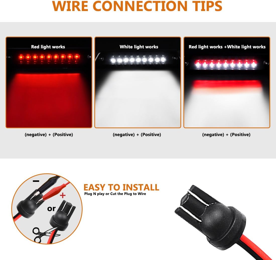 DWVO LED 3rd Brake Light Compatible with 2009-2014 Ford F150, Smoked High Mount Stop Light Trailer Cargo Lamp DWBL1010