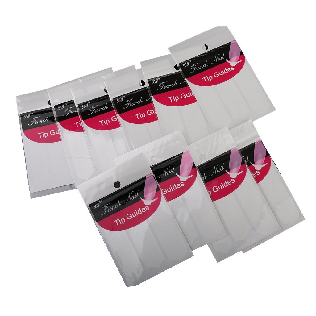 Manicure Nail Art Tips Sticker Stencil 3 Style, White (Pack of 10 ...