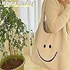 Wasise Preppy Bag - White Smiley Face Cute Uni Bag, Tote Bag, Tote Handbags for School, Preppy Stuff for Teenage Girls, Fluffy, Cute, Aesthetic Stuff, Art Shopping Packet for Shopper, Large Shoulder #5