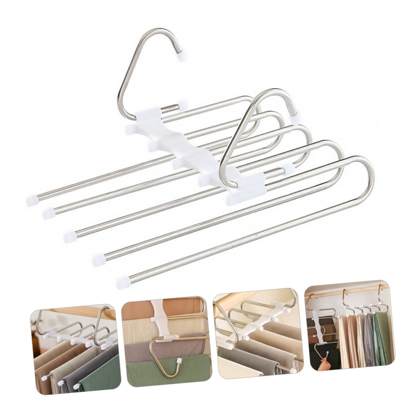 Happyyami Stretchable Pants Hanger Organizer Multi Functional Clothes Drying Rack for Slacks Trousers Scarves and Accessories Space Saving Design Wrinkle Storage