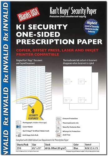 Blue Security - Papel para recetas (250 hojas)