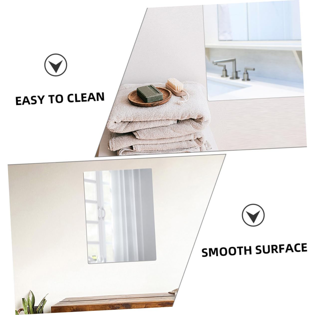 BESTYASH 4 pezzi Acrilico Autoadesivo Design per Decorazione Facile da e Installare per Bagni e