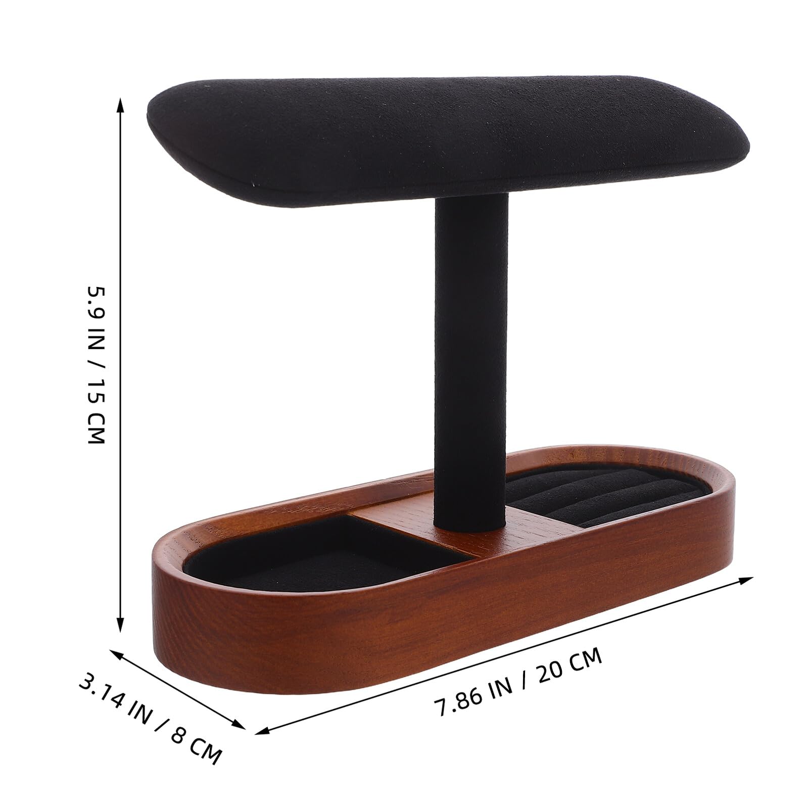 NUOBESTY Soporte de Madera Maciza T para Exhibición de Joyas Organizador Multifuncional para Pulseras Relojes y Brazaletes Diseño Rústico y Estable para Mostrador y Uso Personal