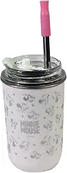 Zonacriativa – Copo Neo com canudo 300ml Minnie | Copo Térmico, Tampa c/Vedação por Pressão e Canudo c/Protetor de Silicone | Mobilidade e Conforto para Quem Não Abre Mão de Beber c/Canudo