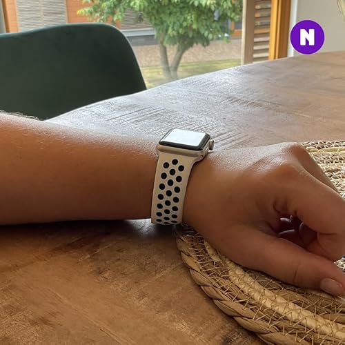 NERDCASE, Pulseira NK Furadinha, Compatível com Apple Watch, Serie 1-9, 42/44/45/49mm, Bege e Preta