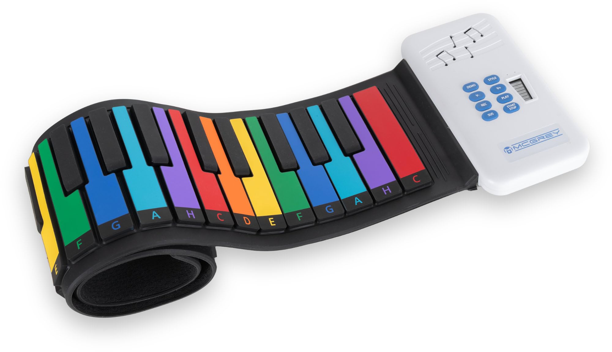 McGrey RA-49 Roll-Up Piano dla dzieci, łatwy transport, wakacje, urodziny dzieci i pokój dziecięcy - odpowiedni dla dzieci i dorosłych - wbudowany akumulator