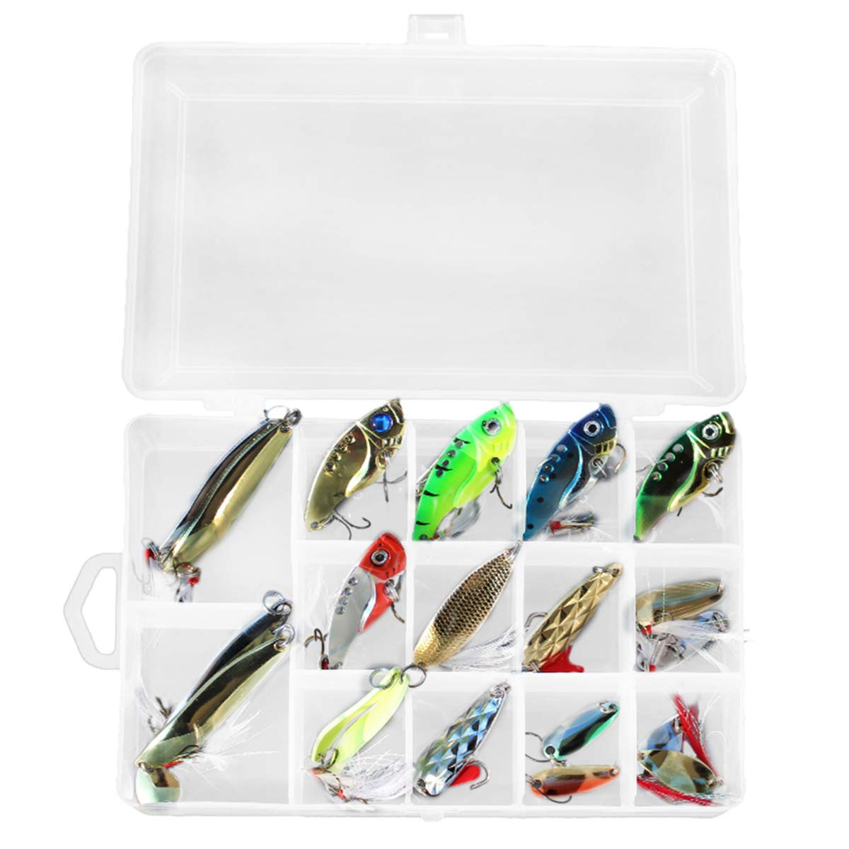 21Pcs Kits de señuelos para Pesca, LAEMALLS Cebos Artificiales de Pesca Cebo Duros/Suaves, Ojos 3D, Accesorios Cebos Articulos de Pesca para la Pesca, Trucha, Bagre, Bass, Salmón y Lucio#2