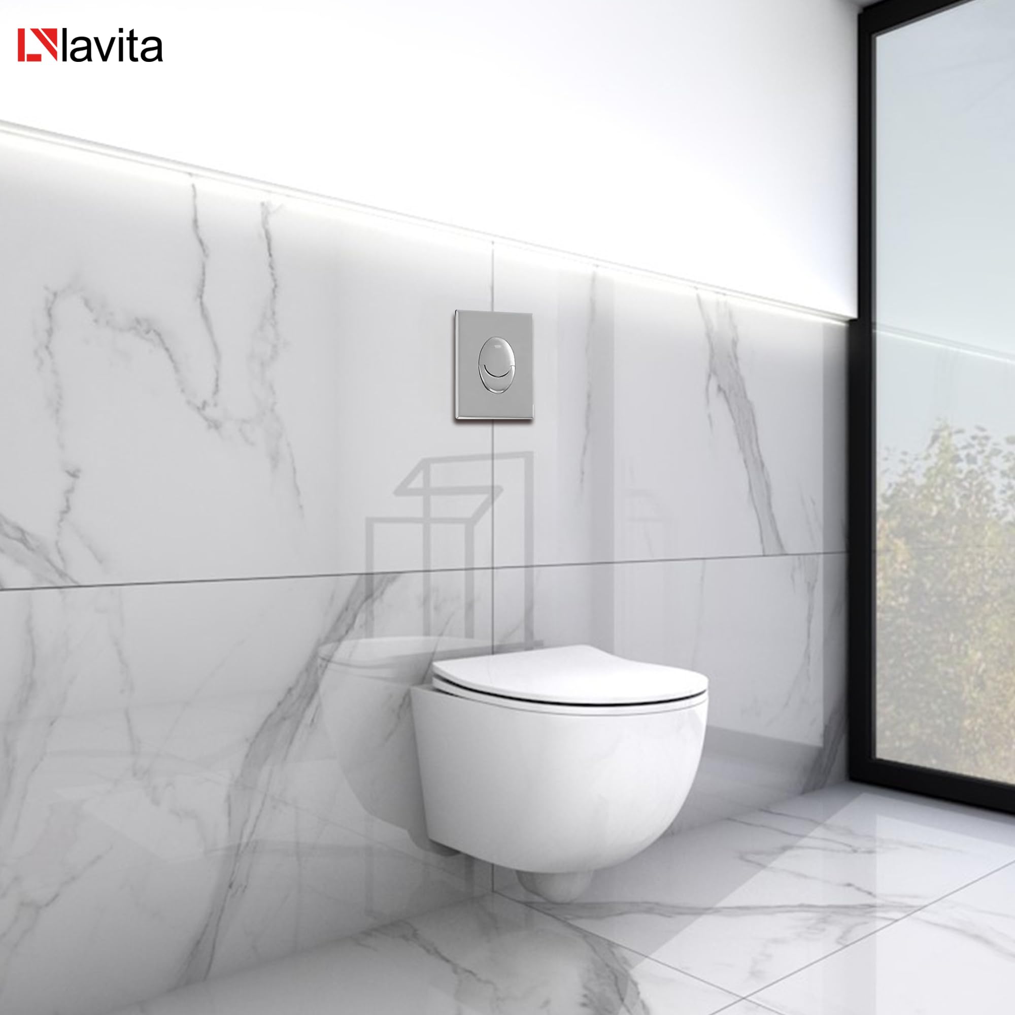 LAVITA Vorwandelement Solido Start + Wand Hänge WC Brava Weiß Spülrandlos + + WC Sitz mit Absenkautomatik Verchromter Knopf Komplettset Unterputz Spülkasten Toilette Komplett Sett WC