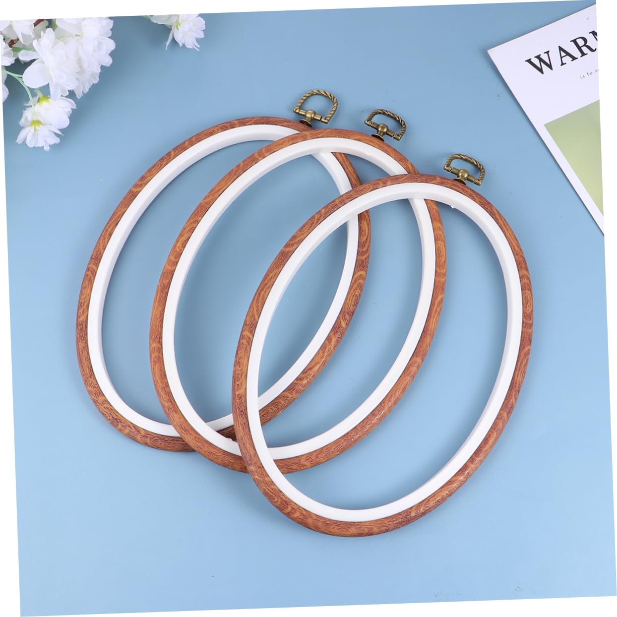 Hohopeti Cercles à Broder Ovales Base Stable en Pp Marron Lot de 3 18x25 Cm pour Broderie et Loisirs Créatifs pour Tissu Tendu et Projets DIY