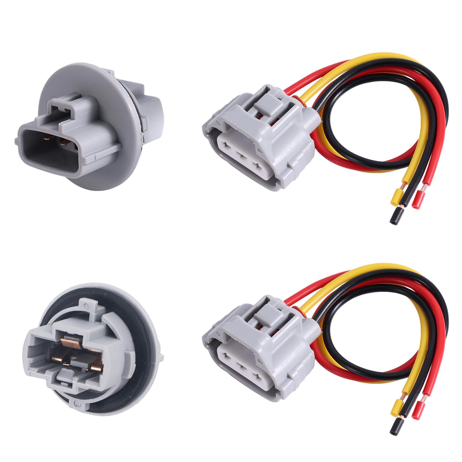 2szt Przednia Oprawka Kierunkowskazu z 2szt Złączem 3-Pin Wiązką, Zamiennik OEM Czystej Miedzi 90075-60060 i 90980-11020 Kompatybilny z Toyota Różnymi Modelami Pojazdów (Szary)