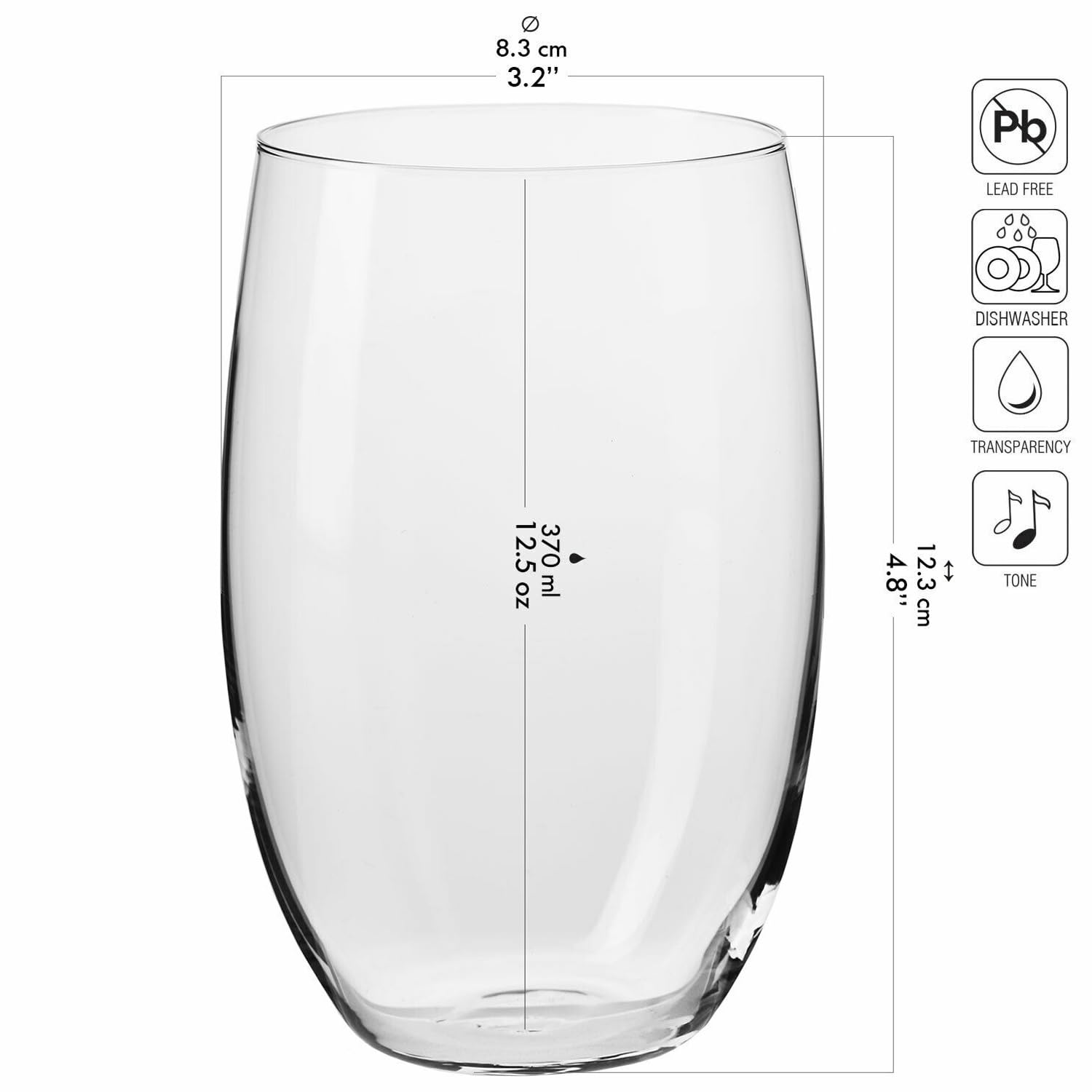 Krosno – Bicchieri da Acqua, Succhi e Cocktail 370 ml – Set da 6 Pezzi – Cristallo Senza Piombo – Collezione Blended – Pareti Sottili, Design Moderno – Ideali per l’Uso Quotidiano