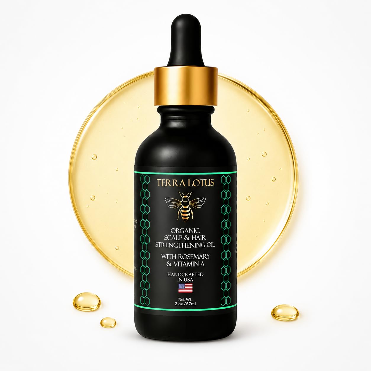 Terra Lotus - Organic Hair Oil, for Hair Growth, Split Ends & Dry Scalp Treatment - With Rosemary & Mint for Strengthening, Soothing, Moisturizing & Encouraging Longer, Healthier Hair (2 Fl Oz)