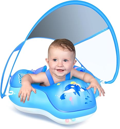 Miniatura 7 de LAYCOL - Flotador inflable para bebé con toldo de protección solar, para niños de 3 a 36 meses. El bebé se puede colocar en el asiento sin necesidad