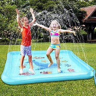 Epoch Air Splash Water Play Mat, Kids Toys Inflatable Sprinkler Pad Outdoor Garden Water Games Boys Girls Toddlers Gifts Wading Pool for Pets Dogs Cats Children 3 4 5 6 7 8 Years Old 170*170CM