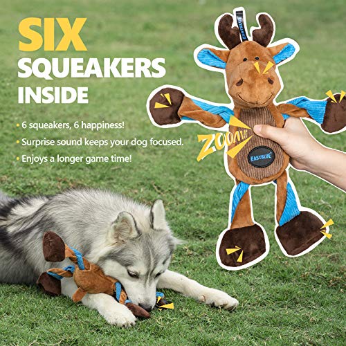 EASTBLUE Reindeer Dog Squeaky Toys: Cute Plush Stuffed Puppy Chew Toy with 6 Squeakers for Small | Medium Breed - Image 4