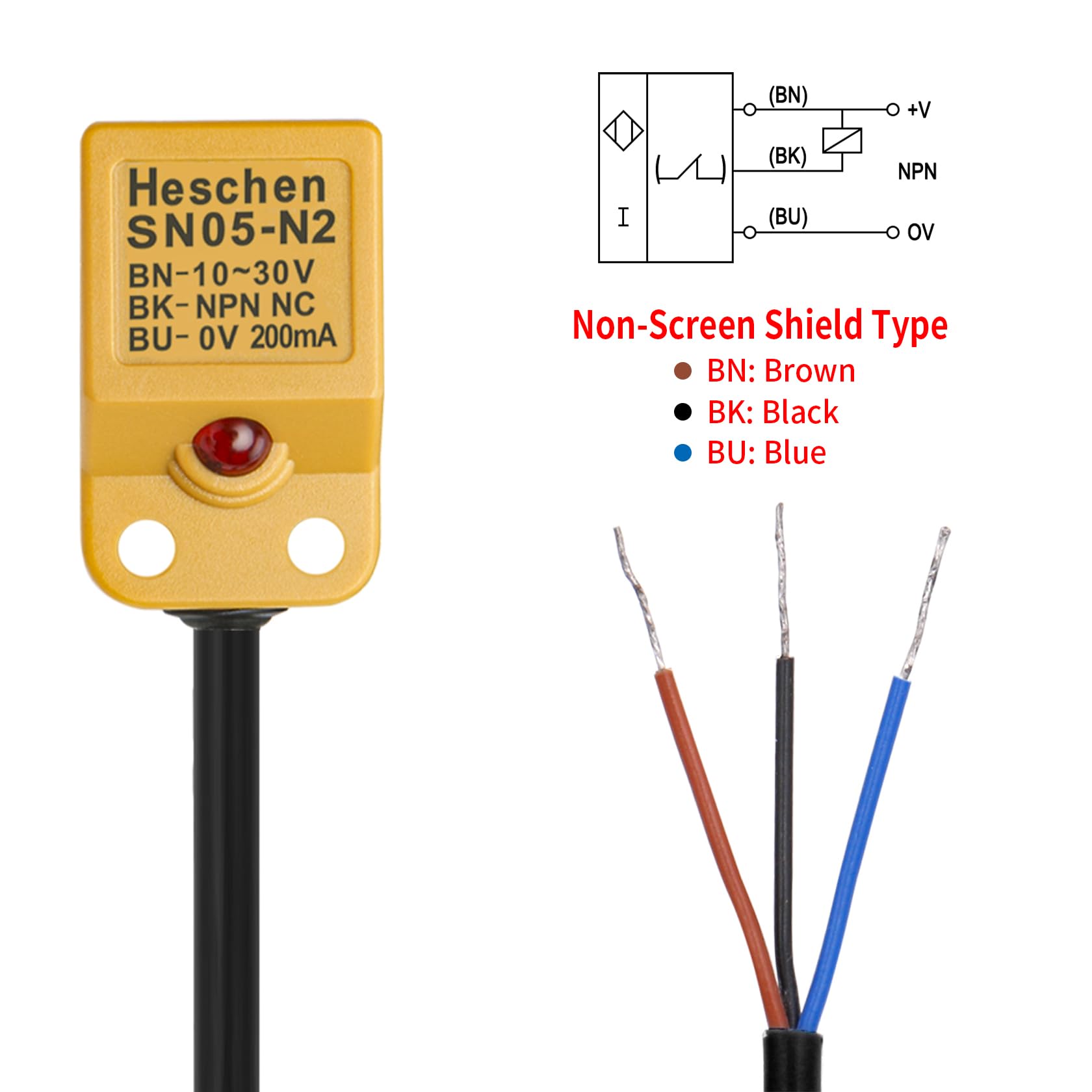Détecteur De Proximité Inductif, Laiton Nickelé, à Corps Court, M12, Non Blindé, 10 Mm, DC, 3
