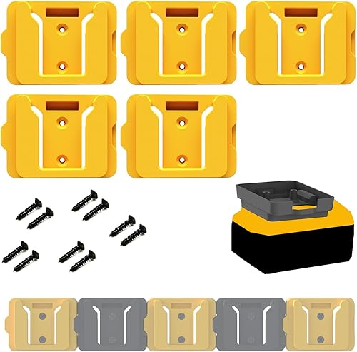 Soportes de batería para Dewalt 20V Mount Dock Fit para 20V 60V (sin batería), paquete de 5 soportes de base de batería para baterías DCB200 DCB203