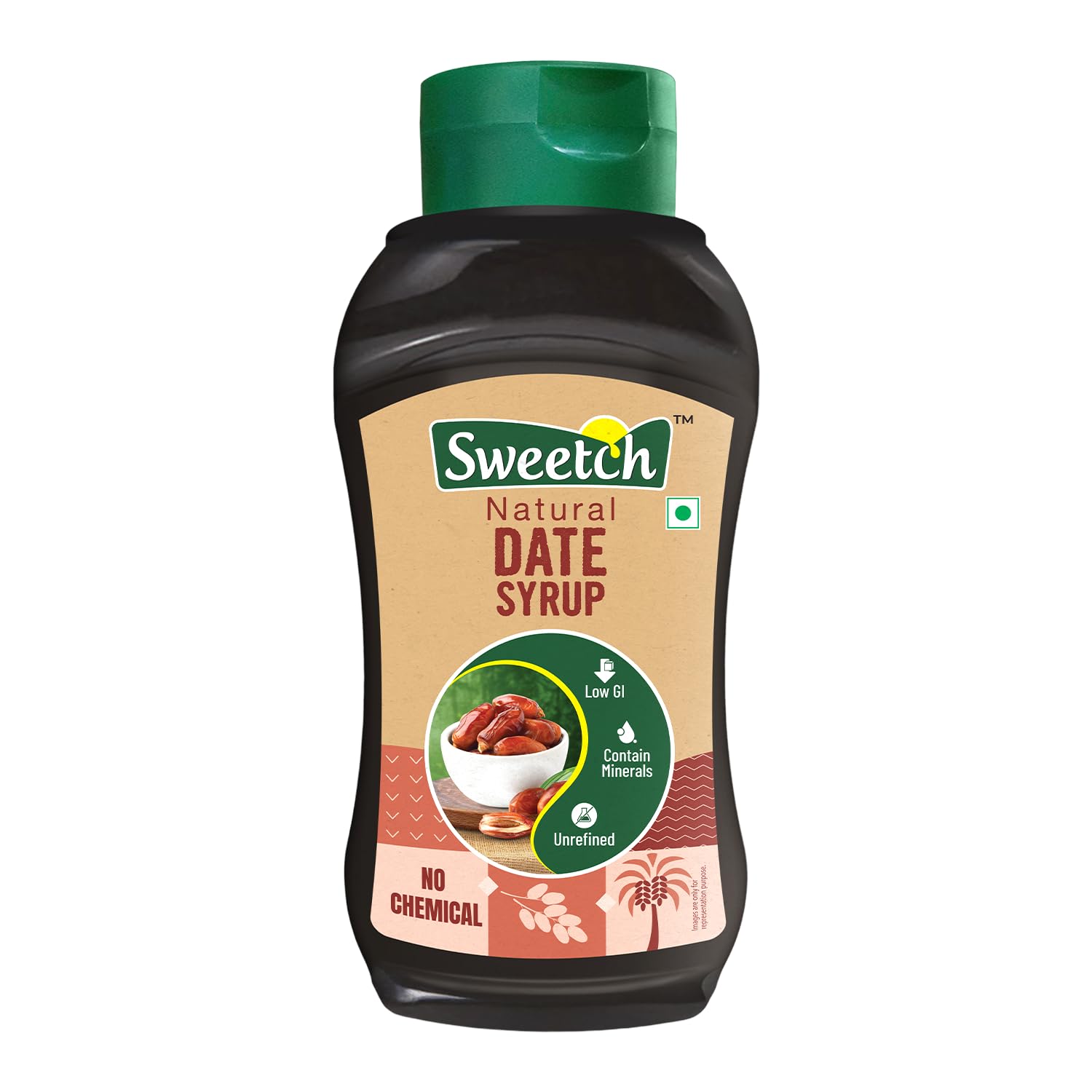Sweetch Dates Syrup | Pure Natural Sweetener | No Added Sugar or Preservatives | Ideal for Milk, Cookies, Milkshakes, Pancakes, Muffins & Toppings | Convenient Squeeze Bottle (400 gm, Pack of 1)