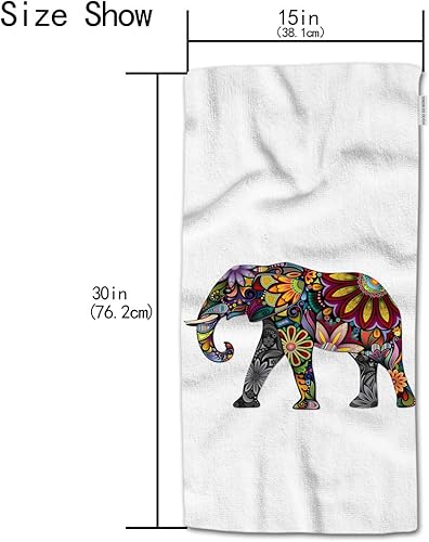 Miniatura 3 de HGOD DESIGNS Toallas de mano de elefante, mandala colorido floral elefante 100% algodón, toallas de mano suaves para baño, cocina, hotel, spa,