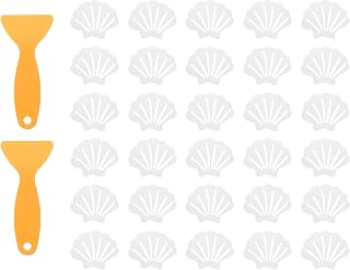 uxcell 30pcs Non-Slip Bathtub Stickers, Anti-Slip Shower Stickers Showers Treads Shell Shaped Appliques with 2 Pcs Scraper for Bath Tub Shower Stairs, Clear