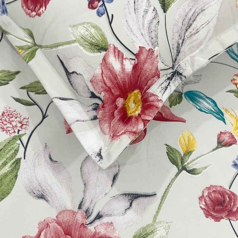 Image of 300 TC Microfiber XXL Soft Cotton Super King Size Bedsheet for Double Bed, King Size 108 Inches X 108 Inches, 9 Feet, 275 X 275 cm with 2 Large Size Pillow Covers |Green Patti