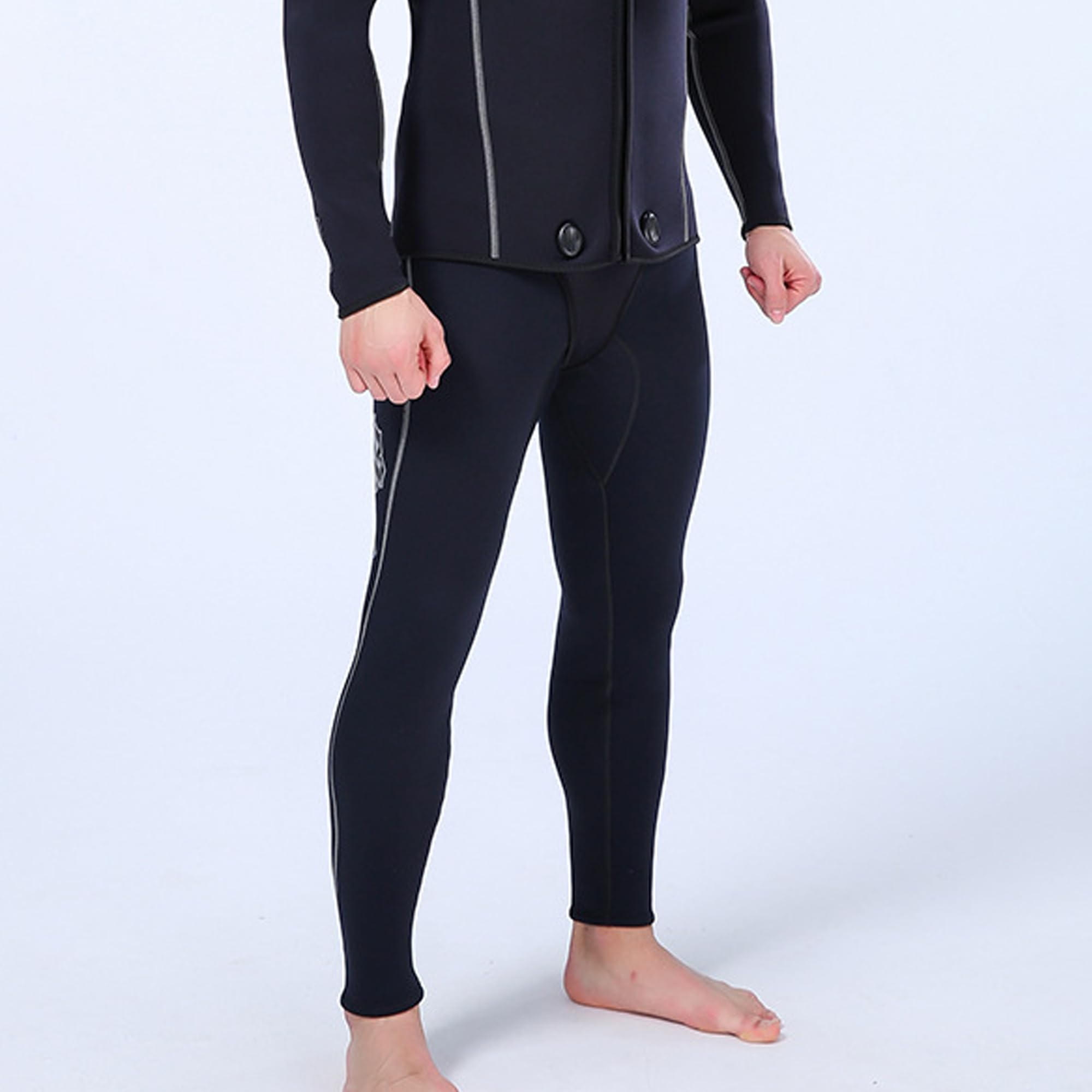 Jueshanzj Pantaloni da muta da uomo 3 mm a vita alta Therma Diving | Neoprene, caldo, foderato in pile, leggings, protezione solare UV, vita regolabile, per surf, kayak, nuoto, immersioni