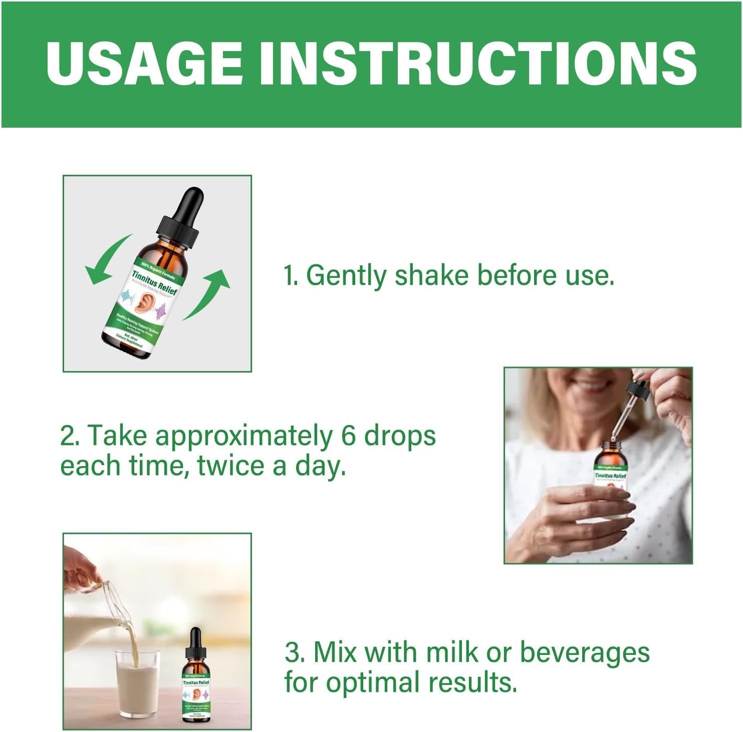 Tinnitus Relief for Ringing Ears, Natural Tinnitus Relief Drop, Formulated to Help Minimize Ear Noise & Support Auditory Health for Men & Women - Image 7