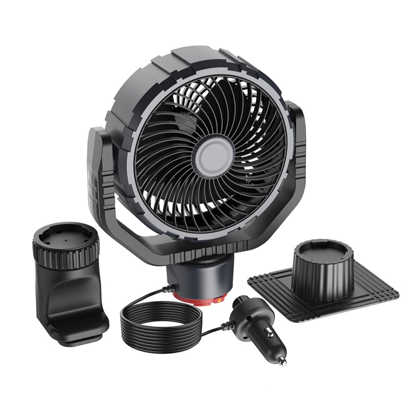FROMCEO Compact Vehicle Cooling Fan for Truck Cab and Car Interior, 12V 24V Direct Plug Power with Adjustable and Flexible Placement Vehicle Cooling Fan Car Truck Cab Power Adjustable Two Clip