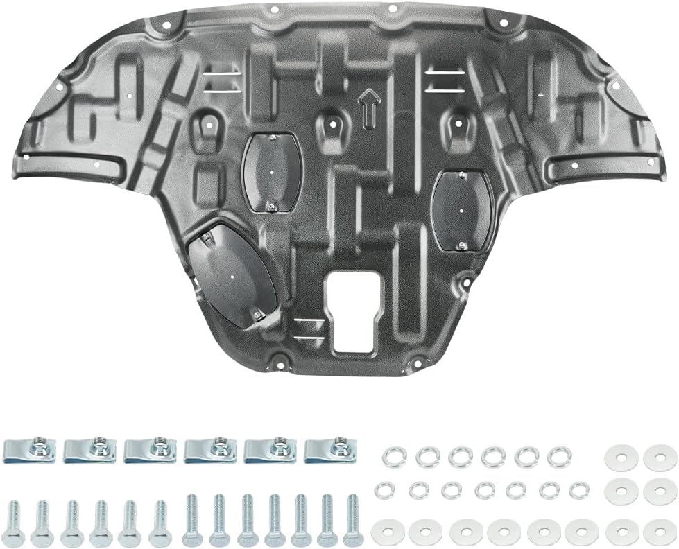 PTNHZ Manganese Steel Front Engine Guard Mud Flap w/Screws & Mounting Hardware | Splash Shield Guard Under Car Compatible with 2021 2022 2023 2024 2025 KIA K5