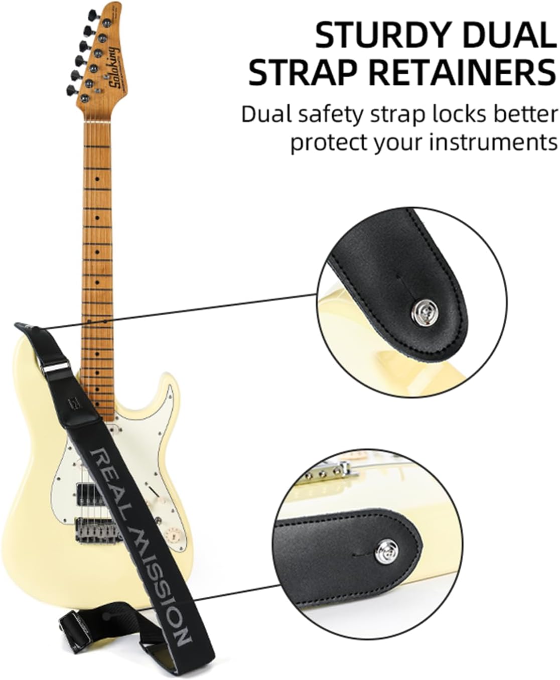 Guitar Straps, 2.7'' Wide Padded Acoustic Guitar Straps, Electric Bass Guitar Strap with Guitar Picks Holder