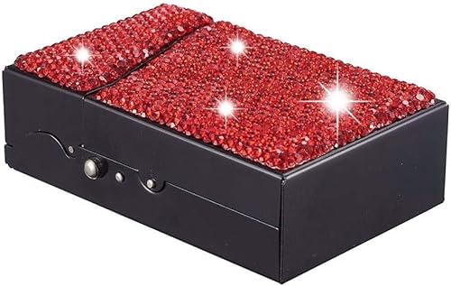Miniatura 4 de XianghuangTechnology Caja de cigarrillos con diamantes de imitación de cristal brillante, soporte de bolsillo ultrafino de doble cara para 20