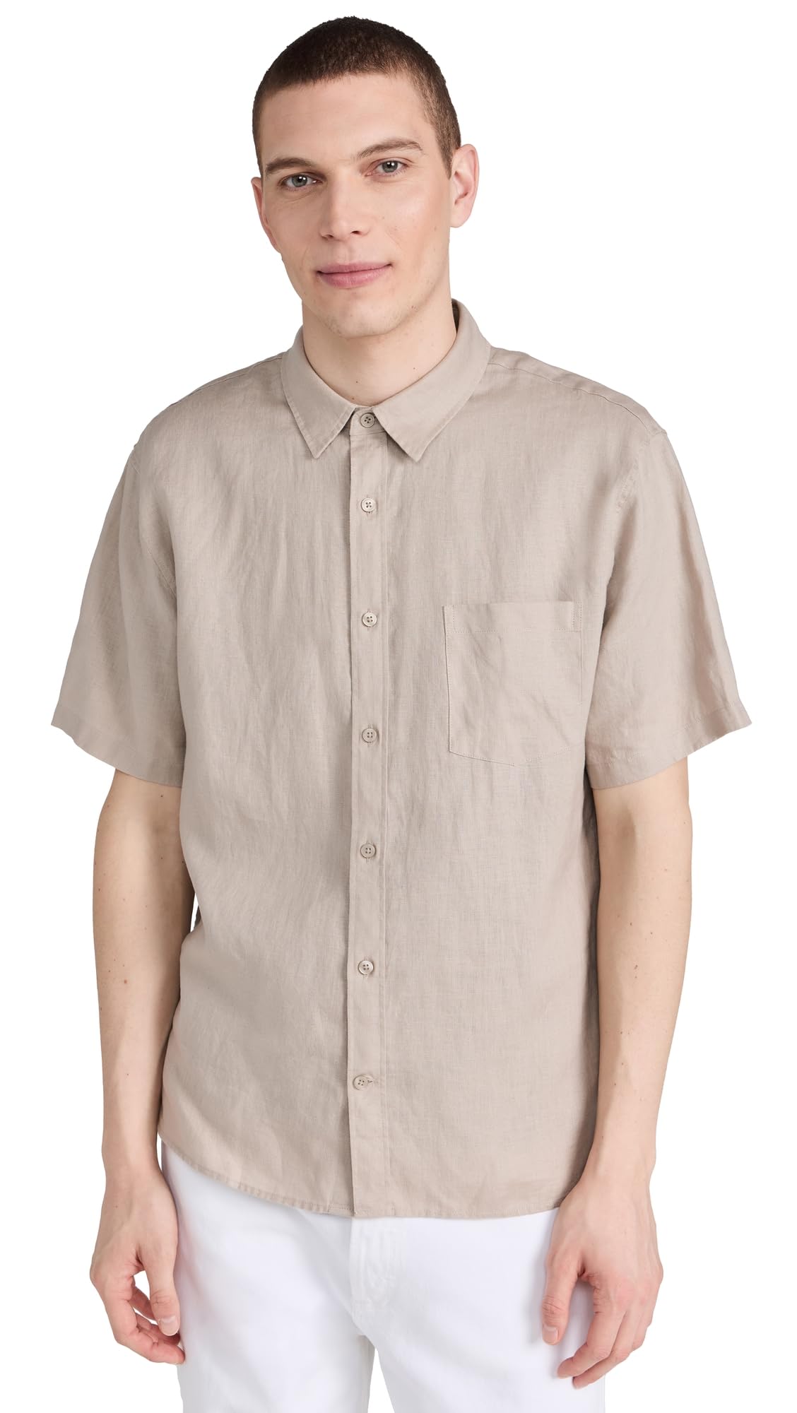 Vince Camisa de lino de manga corta para hombre