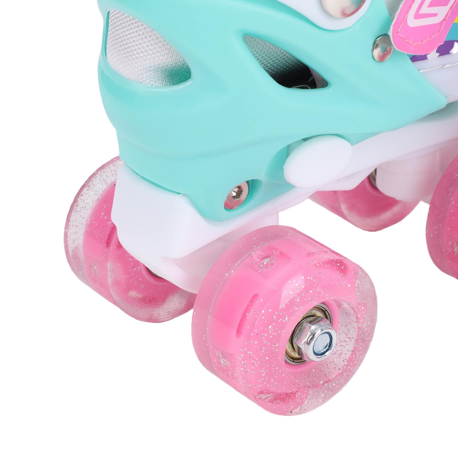 POENVFPO Patines de Ruedas Ajustables con Luz, con Correas de Hebilla, Cierres de Gancho y Bucle, Cordones Antideslizantes, Patines Cuádruples de Doble para Niños, Adolescentes y Adultos