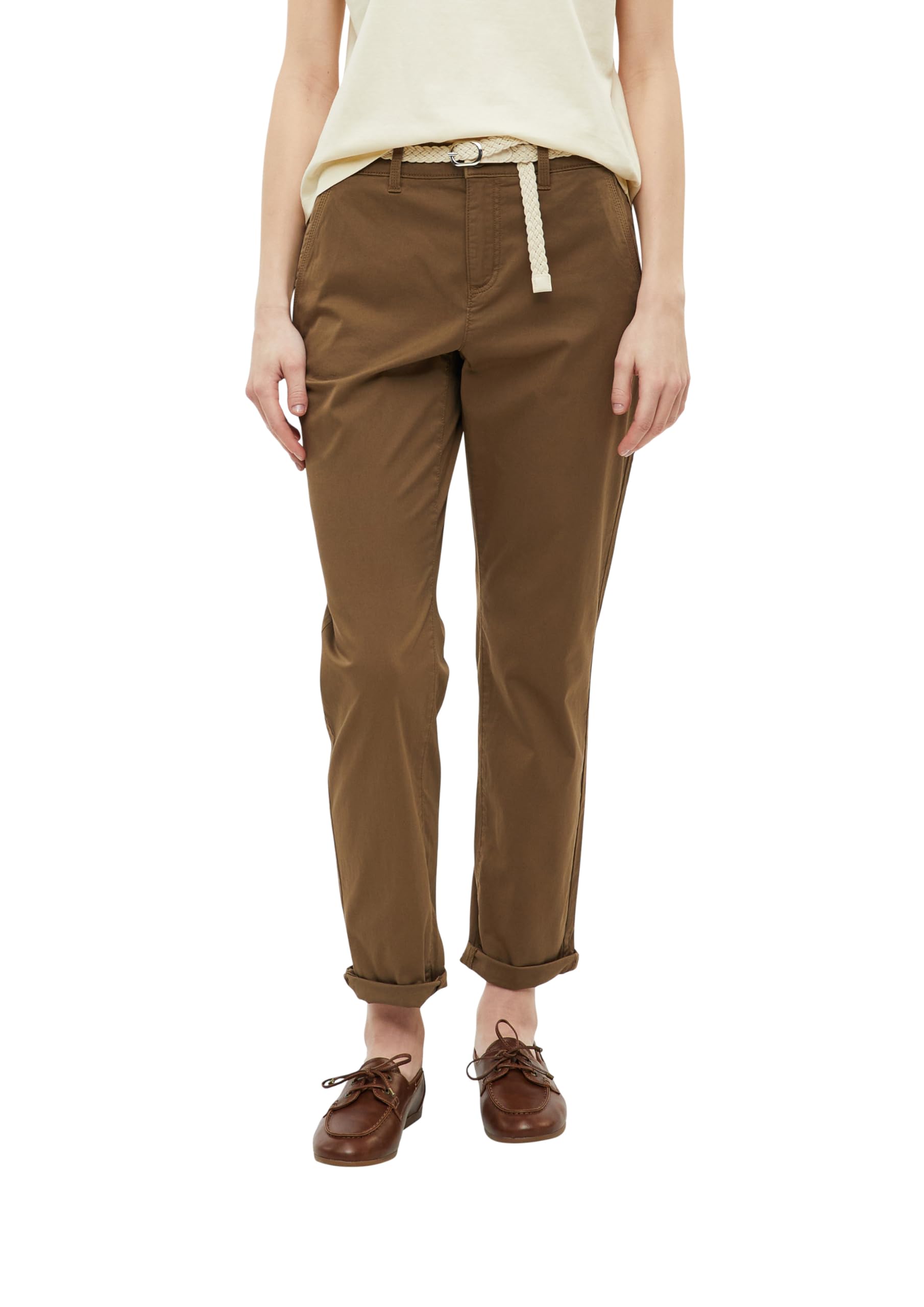 s.Oliver 2183293 Women's Chino Trousers with Belt, Brown, 12