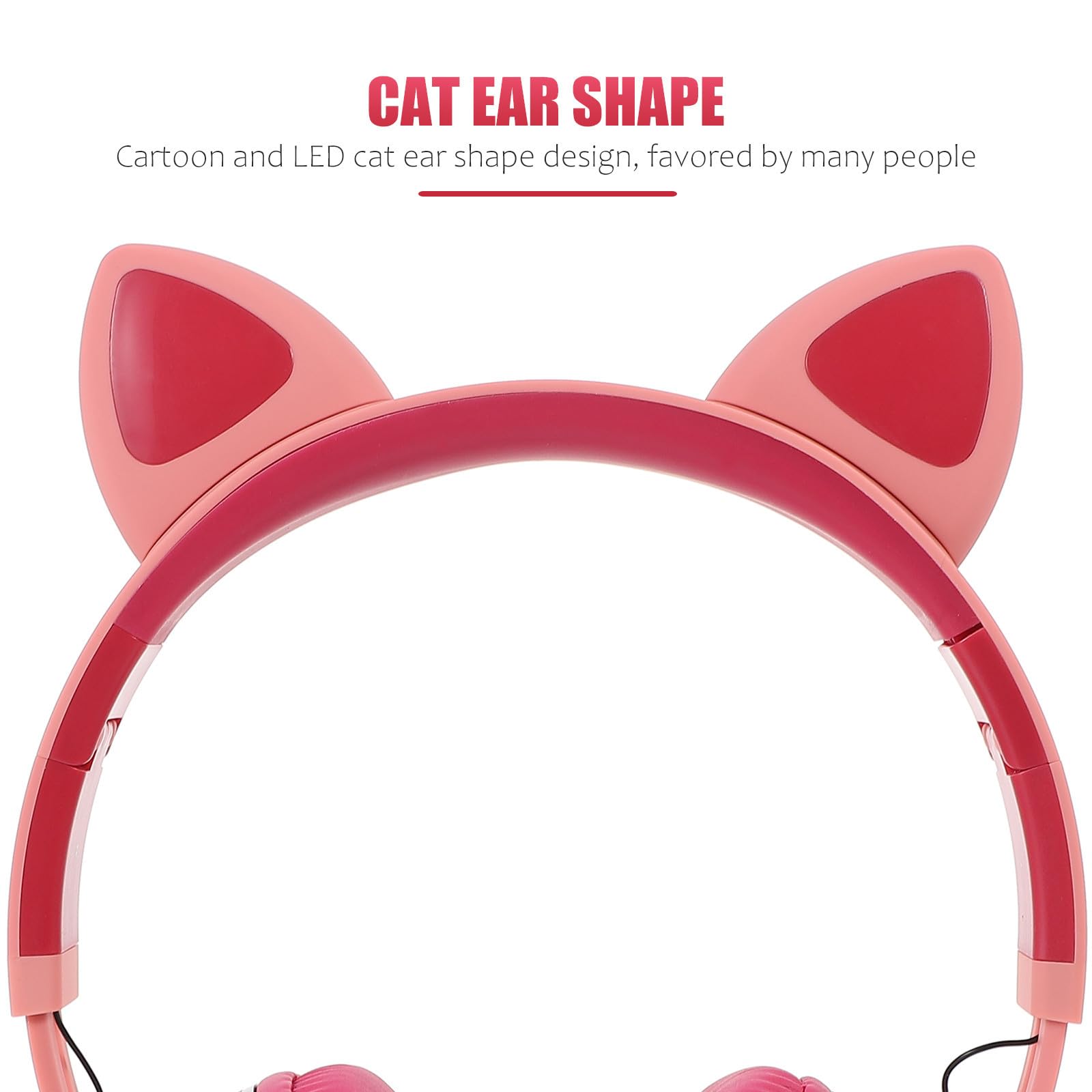 SHERCHPRY Auriculares Orejas de Gato LED Rosas, Diadema Ajustable