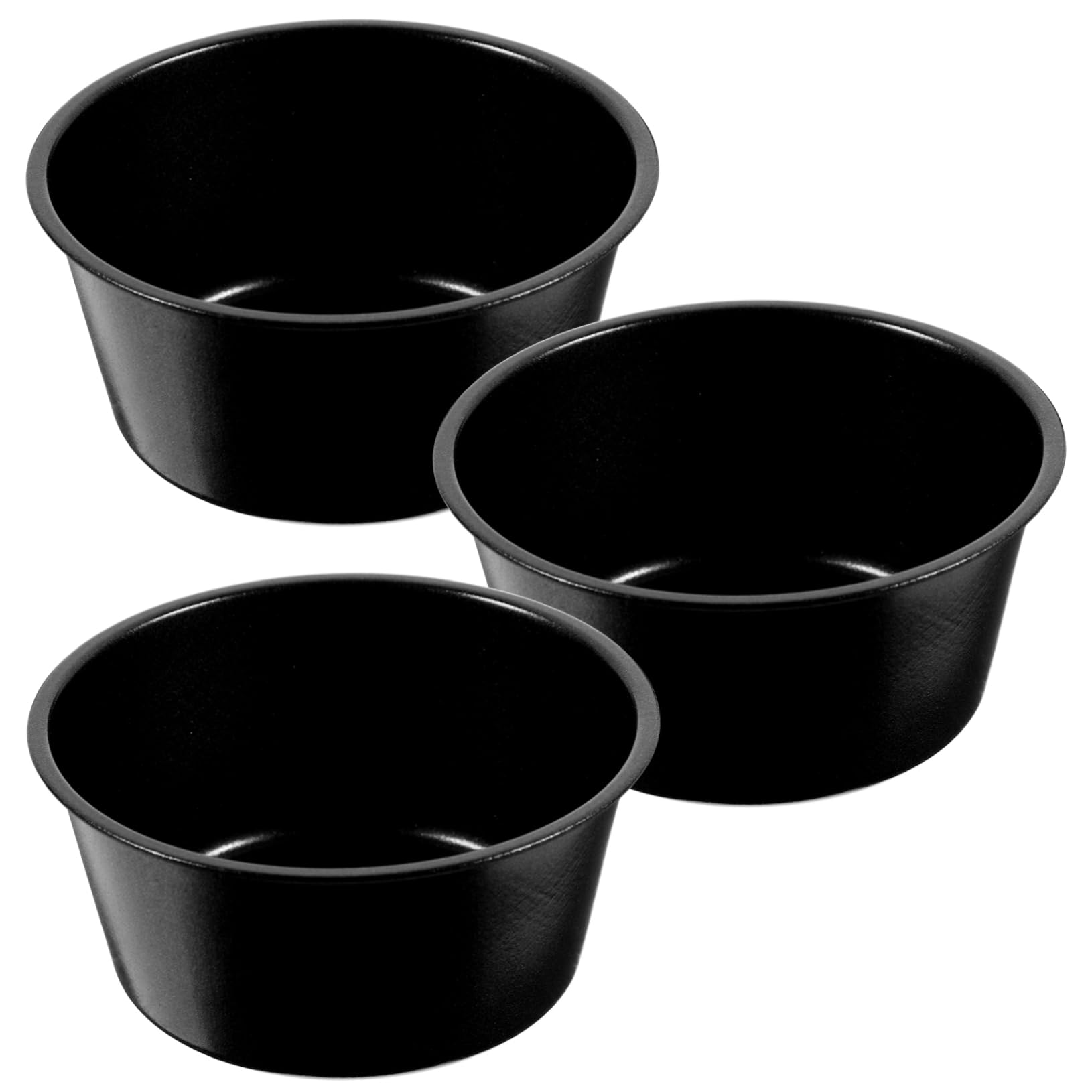 Ciieeo 5 Juegos Molde De Pudín Molde De Pastel Pequeño Taza Para Hornear Moldes Para Pasteles Molde Para Pasteles Moldes Para Pastel De Queso Mini Budines Acero Carbono Black 3 Piezas * 5