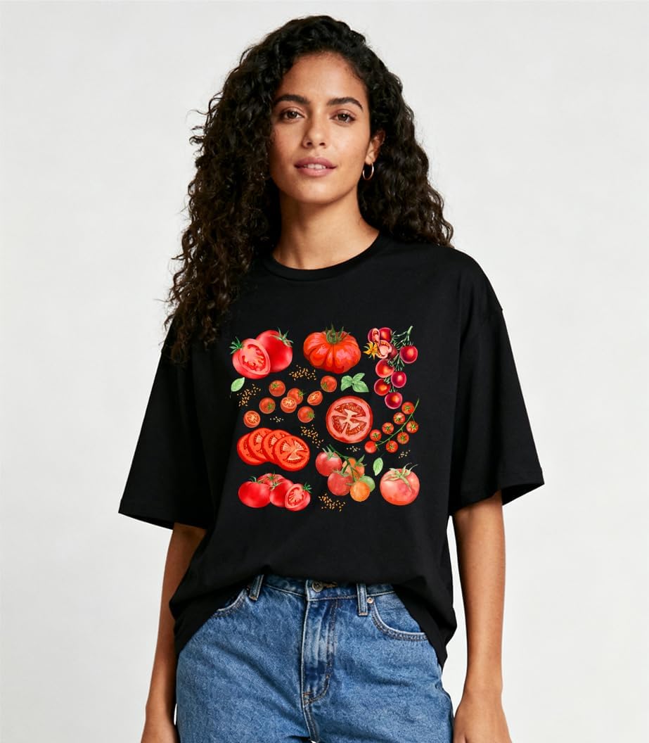 Tomato Shirt Fruit Tee Shirts Women, Womens Tomato Season Tshirt Graphic Tees for Women Casual Short Sleeve Tops - Image 2