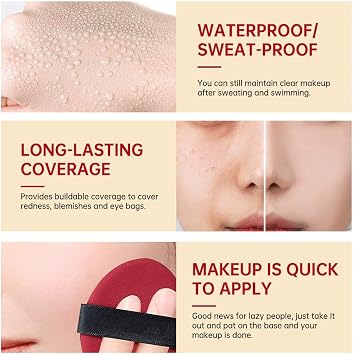 Air Cushion Foundation Make-up, SPF40 PA++ Super Fit Air Cushion Foundation Make-up, Invisible Pore Brightening Cream, Full Coverage, Durable, Waterproof (#25N, 18g)