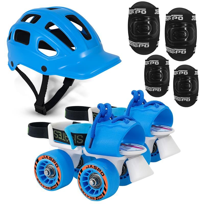 Jaspo Kids Delite Intact Junior Roller Skates Combo (Skates+Helmet+Knee+Elbow) Suitable for Age Upto 5 Years, Adjustable Skates-18 to 21 cms-Color-Blue