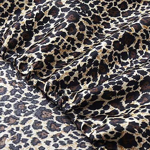Vonty Satin Sheets Queen Size Silky Soft Satin Bed Sheets Leopard Print Satin Sheet Set, 1 Deep Pocket Fitted Sheet + 1 Flat Sheet + 2 Pillowcases #TOP6