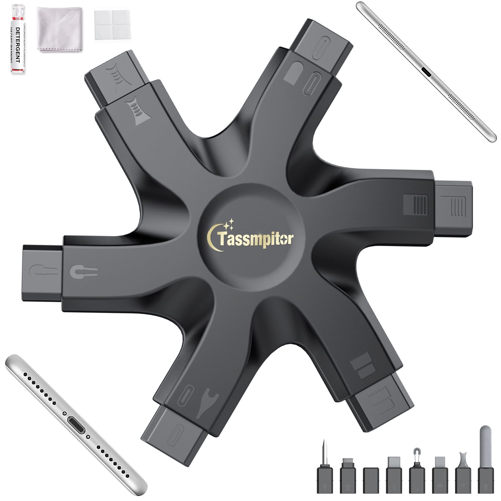 for iPhone Cleaning Kit Phone Port Cleaner, Cleaner Kit for AirPod iPhone Pro Max, Cleaning Putty for Cell Phone Charging Port Lightning Charger Connector Cable Speaker, Repair Restore Tool