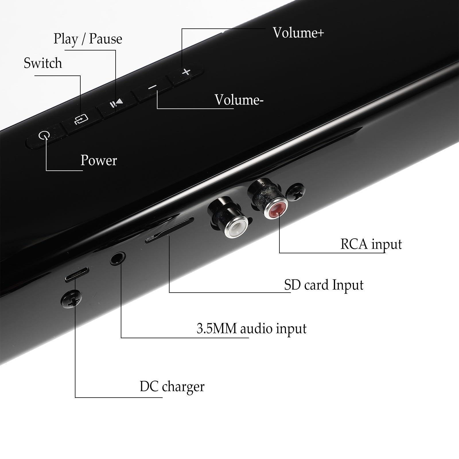 Barre de Son sans Fil 4.2 Noire Télécommande pour Ordinateur