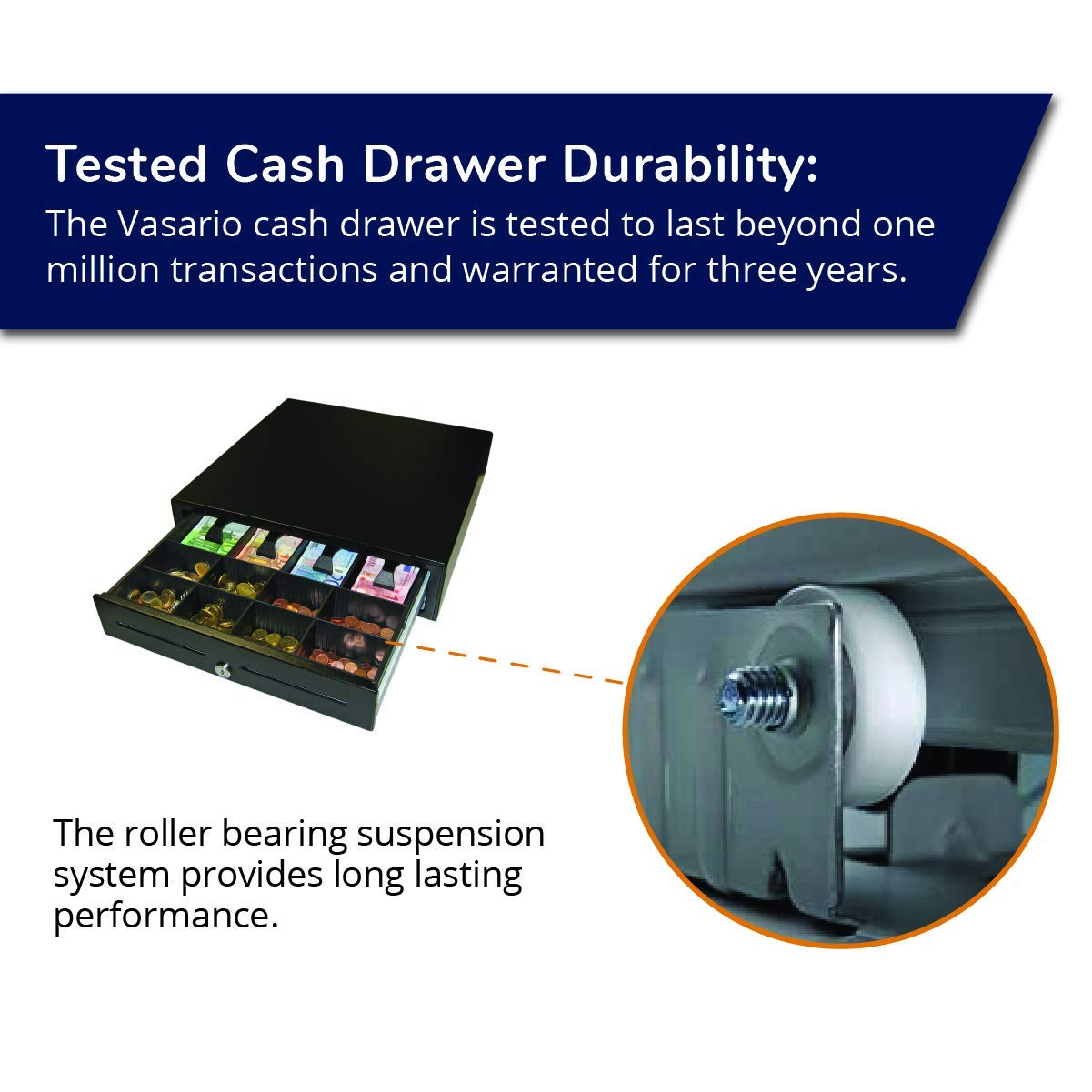 APG Standard- Duty 16” Electronic Point of Sale Cash Drawer | Vasario Series VB320-BL1616 | Printer Compatible | Plastic Till with 5 Bill/ 5 Coin Compartments | Black : Office Products