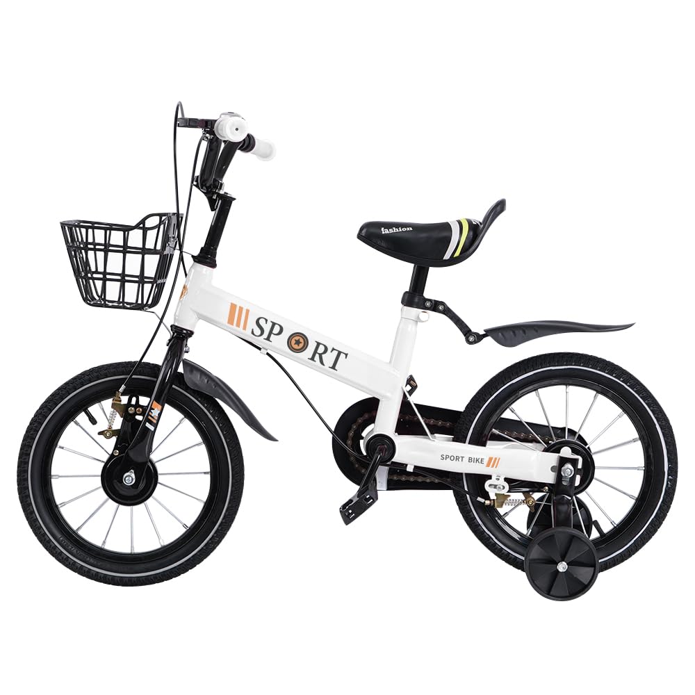 homewell 12/14/16" Bicicletas infantiles con cesta, estabilizadores y muleta, para niñas y niños de 2 a 9 años