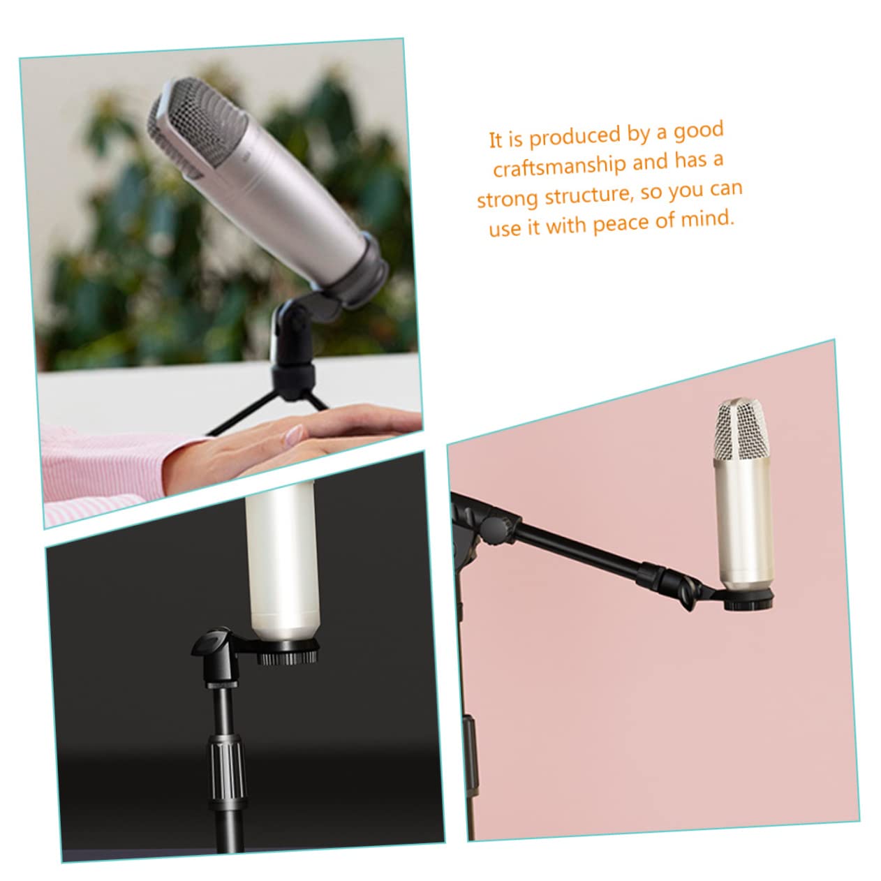 ERINGOGO 4pcs Mic Stand Clip Rotatable Microphone Holder for Desktop Use Angle Compatible with Standard Thread Microphone Stands