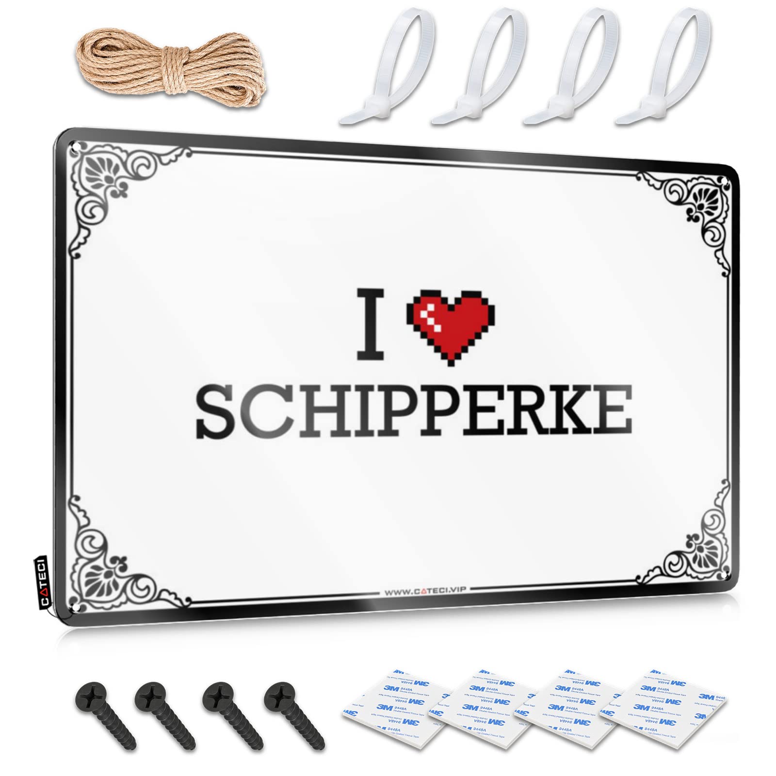 Fzfn Colour Plaques Novelty Tiki Decorations Home Decor - I Love Schipperke Soft Area Rustic Style Artwork For Restroom(30X40cm)