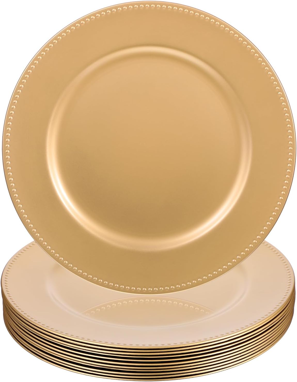Platos Decorativos Dorados 13 Pulgadas Plástico Paquete 12 Unidades