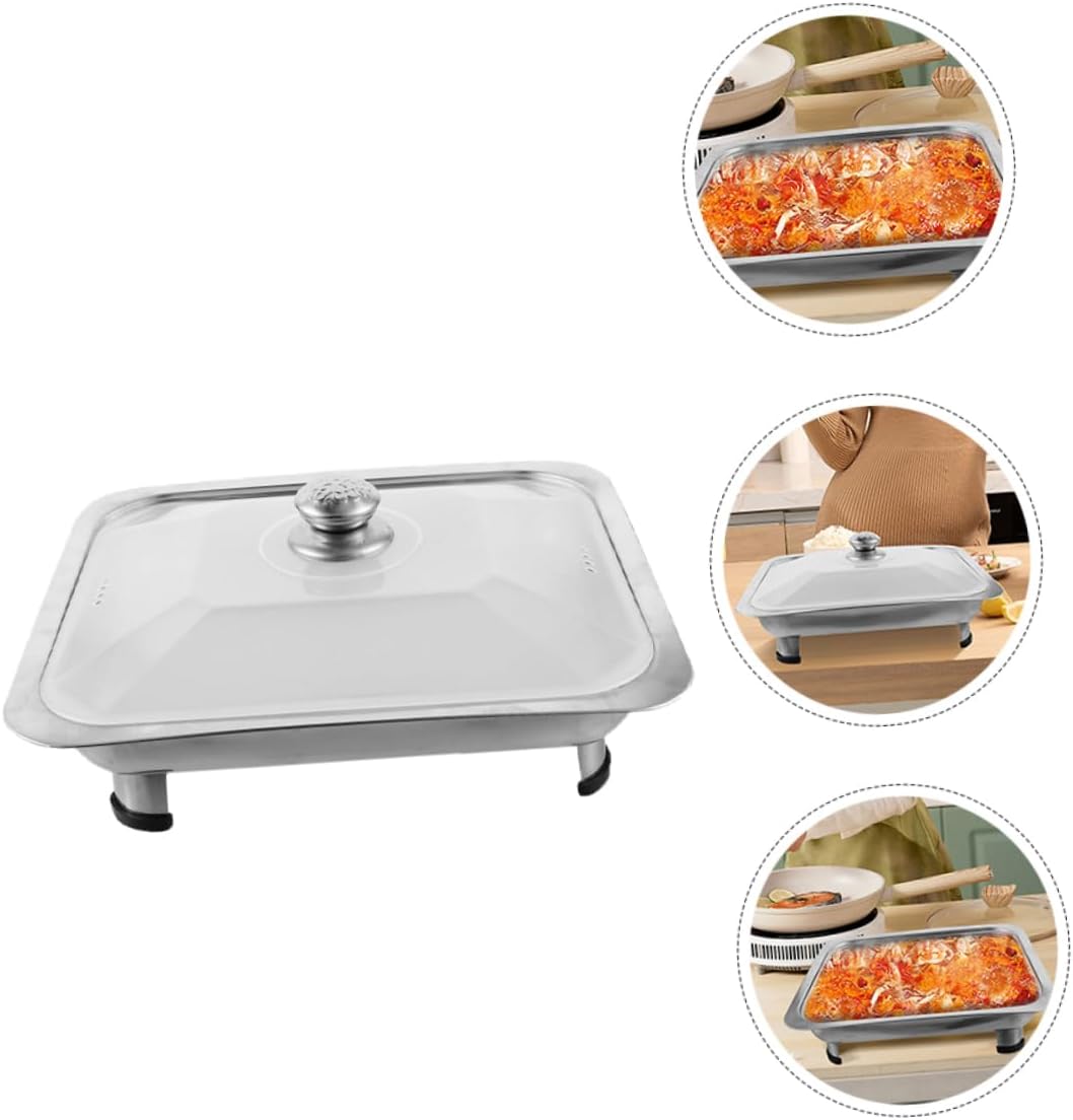 Stainless Steel Chafing Dish with Lid Buffet Serving Tray for Fish Dishes for Catering Restaurants and Outdoor Events